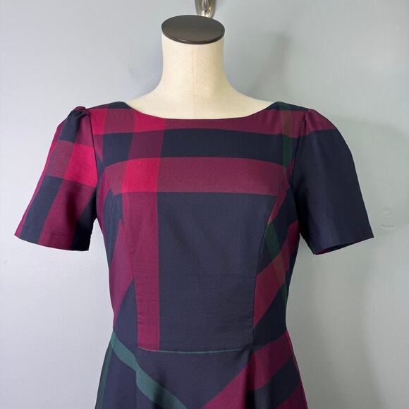 Modcloth I Rest My Grace Plaid Midi Dress Twee A-Line Short Sleeve Women's Sz 6 - Picture 2 of 12